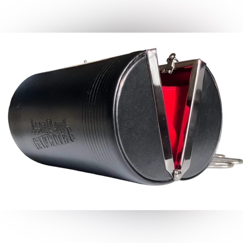 Jean Paul Gaultier black cylinder cross body bag faux leather used